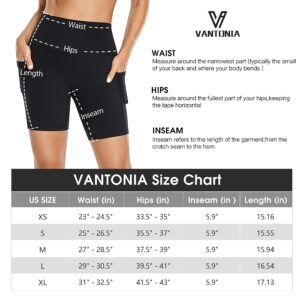 VANTONIA Biker Shorts for Women High Waist - 6'' Womens Gym Workout Yoga Shorts with Pockets Spandex Shorts Black X-Small