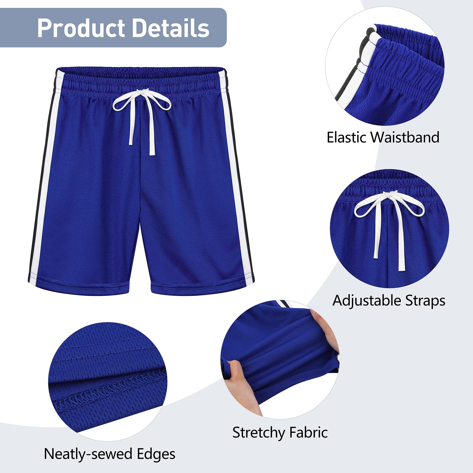 Resinta 5 Pack Toddler Boys Athletic Basketball Shorts Quick Dry Mesh Shorts Active Gym Shorts Soccer Running Sports Shorts