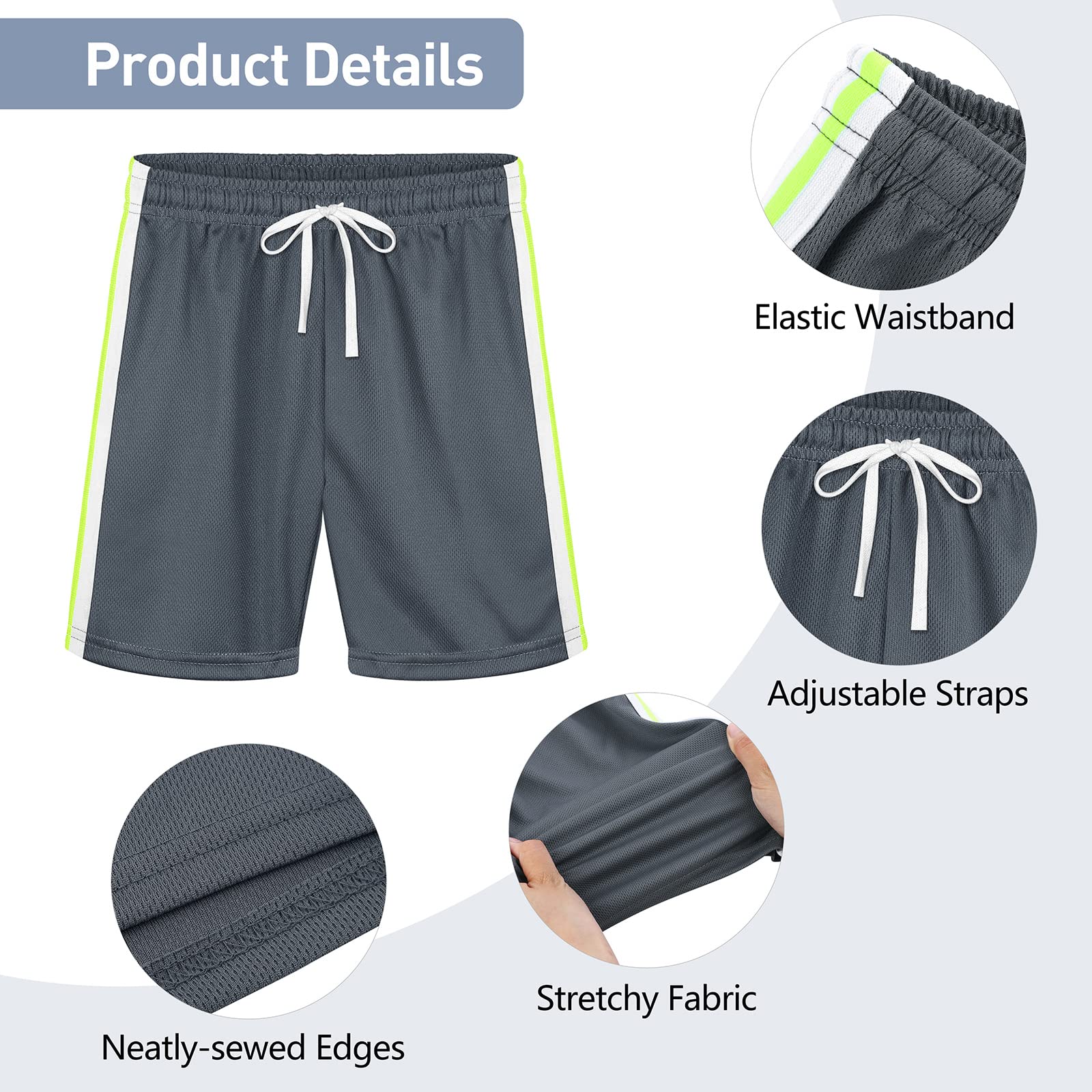 Resinta 5 Pack Toddler Boys Athletic Basketball Shorts Quick Dry Mesh Shorts Active Gym Shorts Soccer Running Sports Shorts