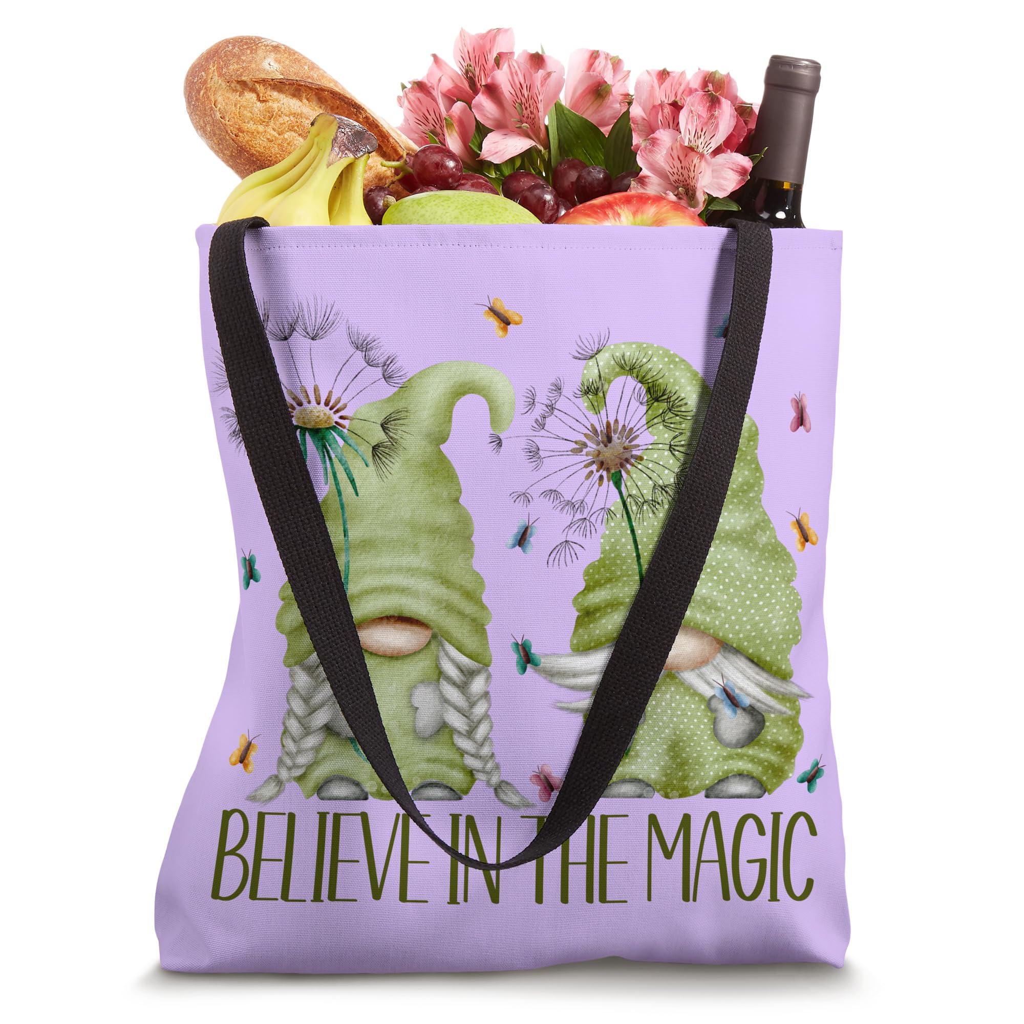 Believe In The Magic Gnome For Women Dandelion Butterfly Tote Bag