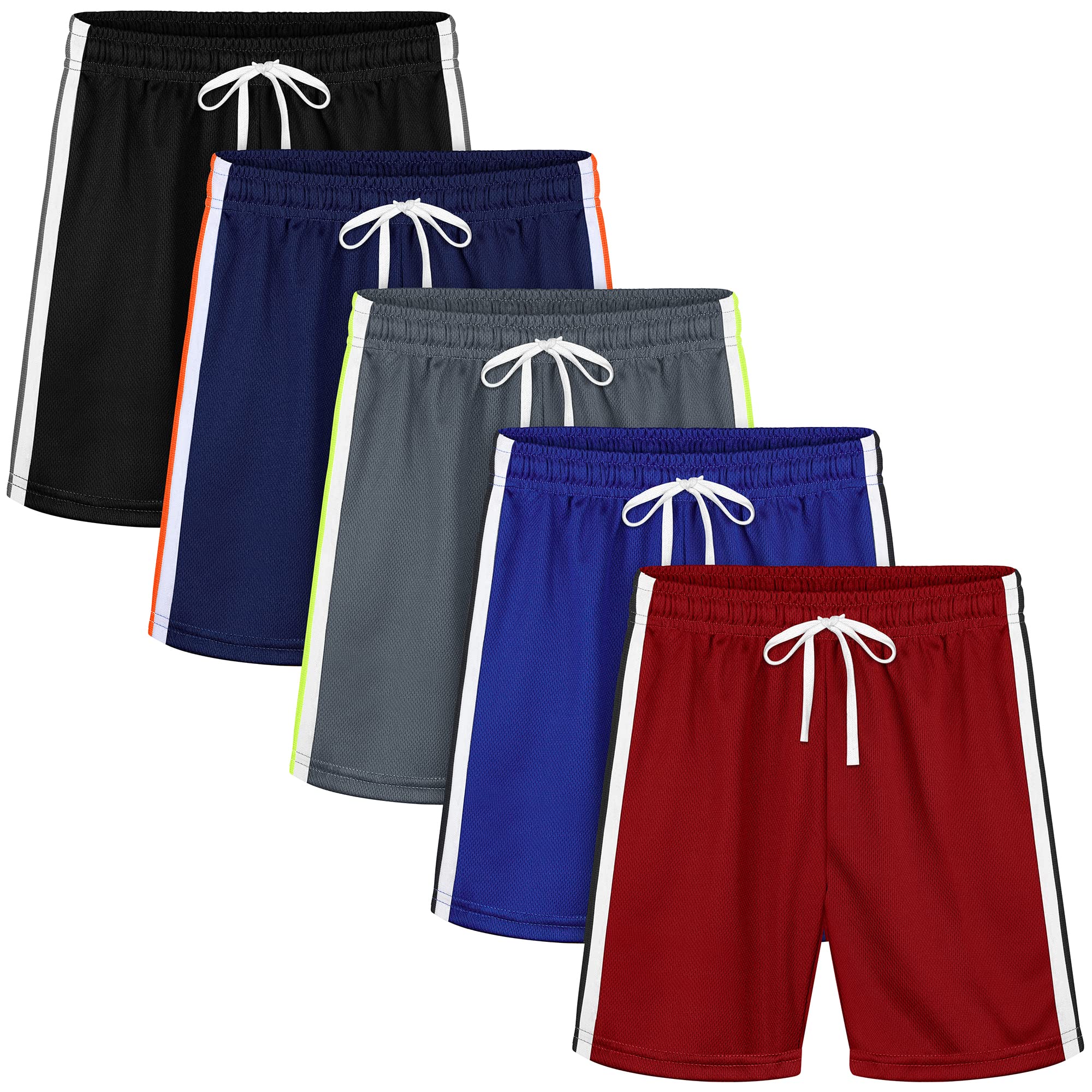 Resinta 5 Pack Toddler Boys Athletic Basketball Shorts Quick Dry Mesh Shorts Active Gym Shorts Soccer Running Sports Shorts