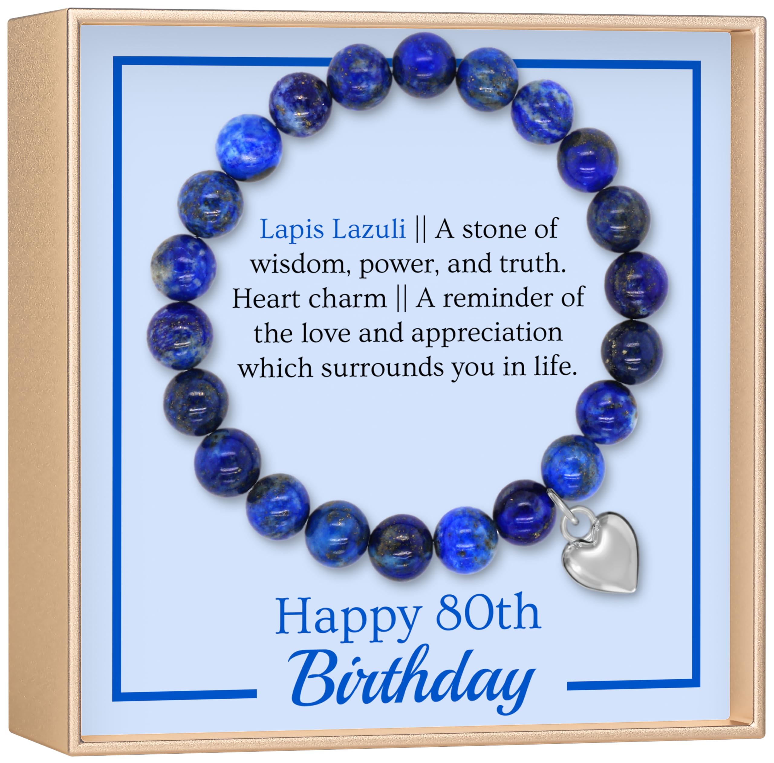 OLGAS GEMS 80th Birthday Milestone Bracelet & Meaningful Message Card for Women - Beautiful and Sentimental 80th birthday gifts for women