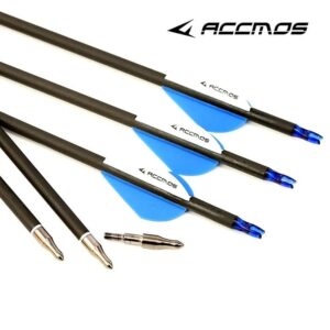 600 Spine Arrow 28 Inch Arrow Target Practice Arrow Hunting Arrow Carbon Arrows Compound Bow Recurve Bow Adult Youth Archery Indoor Outdoor Shooting Bullet Field Tip 12pc Blue