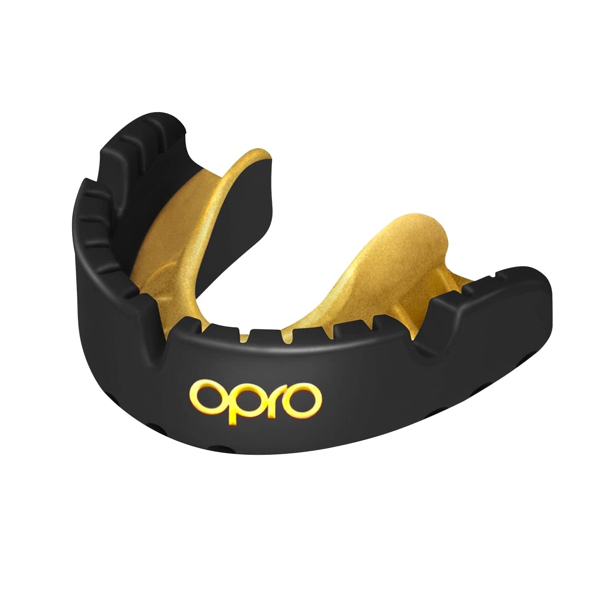 OPRO Gold Level Mouthguard For Braces + Strap, Adults and Youth Sports Mouth Guard, Featuring Revolutionary Fitting Technology for Football, Lacrosse, Hockey, Combat and Contact Sports (Black)