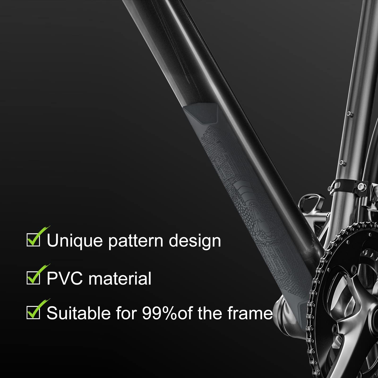 kingsea Mountain Bike Frame Protector,3M MTB Bicycle Down Tube Frame Guard for Mountain Bike Road Bike from Collision and Scratch(Snake Black)