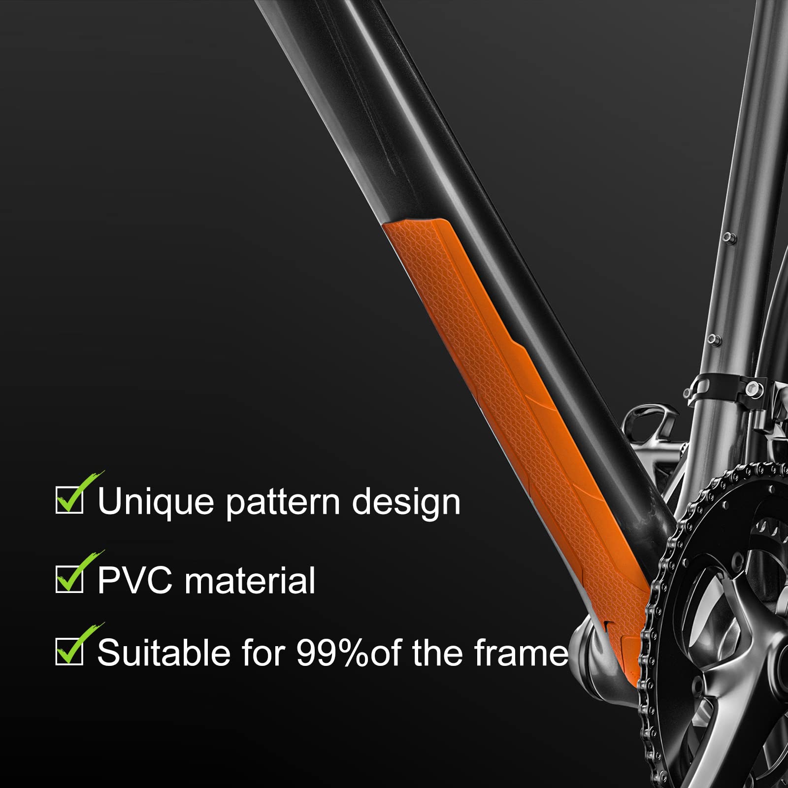 kingsea Mountain Bike Frame Protector,3M MTB Bicycle Down Tube Frame Guard for Mountain Bike Road Bike from Collision and Scratch(Rhombus Orange)