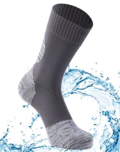 agdkuvfhd waterproof hiking socks for men, waterproof warm windproof neoprene socks cold weather lightweight seamless anti blister hunting sock 1 pair (gray, large)