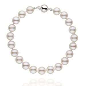 7.5-8.0 mm White Akoya AA+ Cultured Pearl Bracelet 7.5-inch 14K White Gold