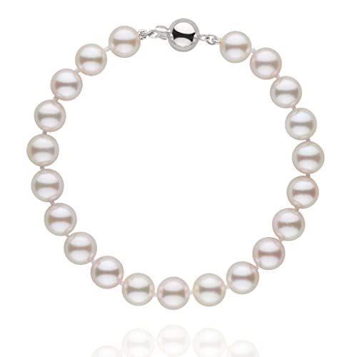 7.5-8.0 mm White Akoya AA+ Cultured Pearl Bracelet 7.5-inch 14K White Gold