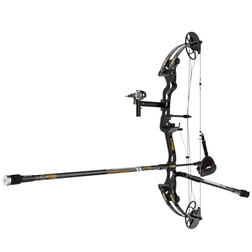 Sanlida Hero X8 Junior Professional- Grade Standard Target Compound Bow and Arrow Kit with Target Accessories for Competition for Juniors, Youths, Ladies/Limited Life-time Warranty/Black/14-60Lbs