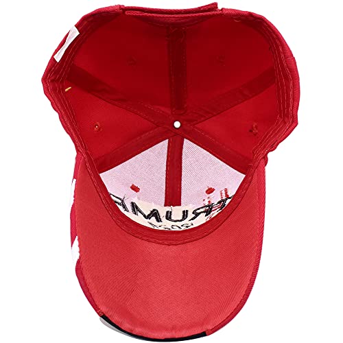 DailyCarry Trump 2024 USA Embroidered Hat Take America Back Hat Donald Trump Hat Black Red Adjustable Baseball Cap for Women Men (Red)