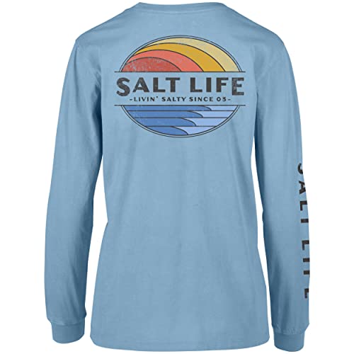 Salt Life Vintage Rays Long Sleeve Boyfriend Tee T Shirt, Atlantic Blue, X-Large US