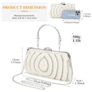 Tanpell Pearl Clutch Purses for Women Evening Bag Rhinestone Handbag for Wedding Evening Casual Party (Beige)