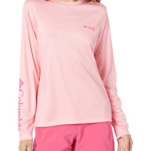 Columbia Women's Tidal Tee PFG Palapa Palms Long Sleeve, Pink Pop/Palapa Palms, Medium