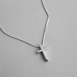 VQGRIXZCE S925 Sterling Silver Small Dainty Cross pendent necklace for women Jewelry