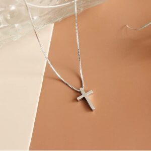 VQGRIXZCE S925 Sterling Silver Small Dainty Cross pendent necklace for women Jewelry