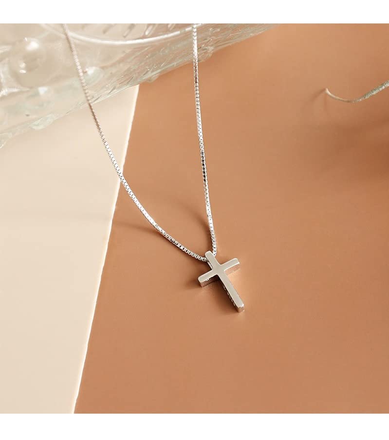 VQGRIXZCE S925 Sterling Silver Small Dainty Cross pendent necklace for women Jewelry