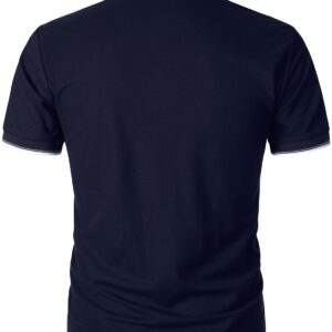 HOOD CREW Man’s Polo Shirt Casual Basic Designed V-Neck Tee Shirts Navy L