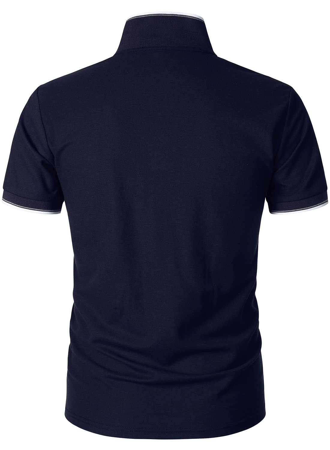 HOOD CREW Man’s Polo Shirt Casual Basic Designed V-Neck Tee Shirts Navy L