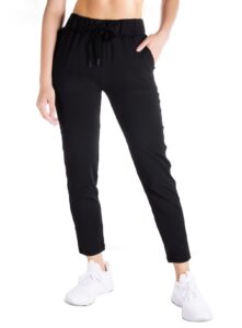 yogipace petite women's 7/8 on the fly pants drawstring casual lounge joggers travel sweatpants,black,24",size s