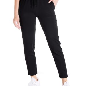 Yogipace Petite Women's 7/8 On The Fly Pants Drawstring Casual Lounge Joggers Travel Sweatpants,Black,24",Size S