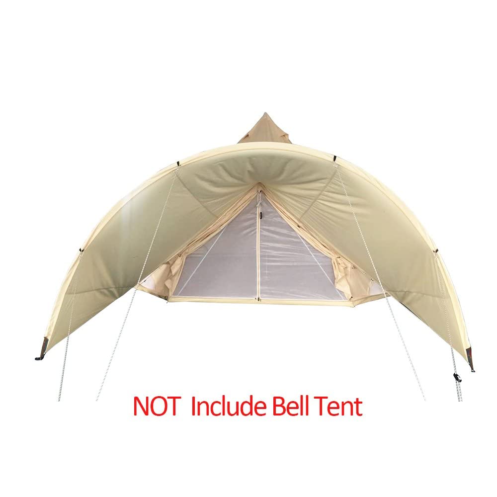 UNISTRENGH Bell Tent Awning Canopy Outdoor Tent Sunshade Tarp for Camping Hiking Beach Travel Party Beige 3M/4M/5M/6M Tent Accessory (Round Awning for 4M/5M/6M)