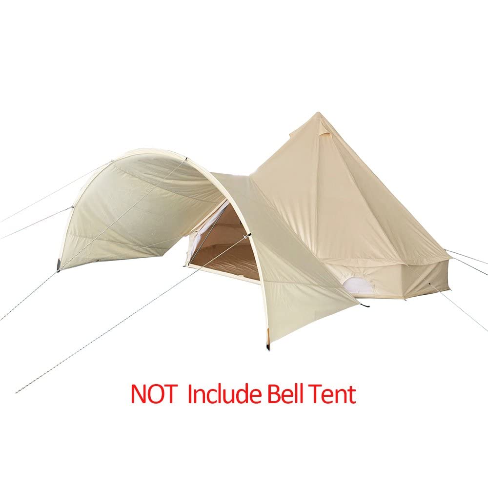 UNISTRENGH Bell Tent Awning Canopy Outdoor Tent Sunshade Tarp for Camping Hiking Beach Travel Party Beige 3M/4M/5M/6M Tent Accessory (Round Awning for 4M/5M/6M)