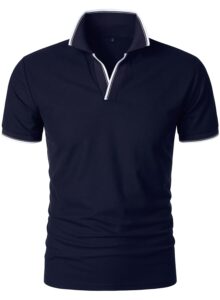 hood crew man’s polo shirt casual basic designed v-neck tee shirts navy l