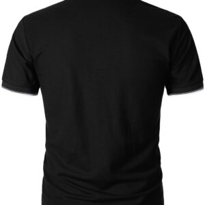 HOOD CREW Man’s Polo Shirt Casual Basic Designed V-Neck Tee Shirts Black XL