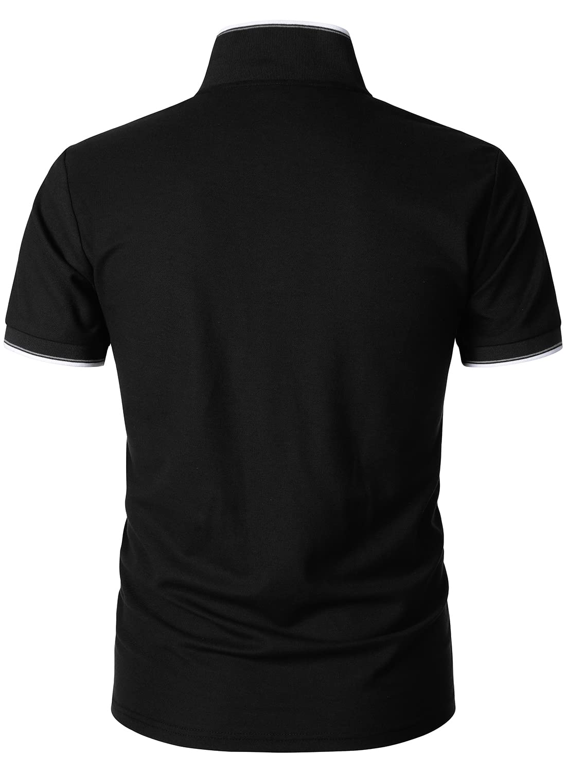 HOOD CREW Man’s Polo Shirt Casual Basic Designed V-Neck Tee Shirts Black XL