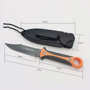 PUWANGDA Tactical Compact Fixed blade knife knife with Sheath,Stainless Steel Point Tip with Serrated Blade for Scuba Diving,Spear Fishing,Snorkeling,Hunting