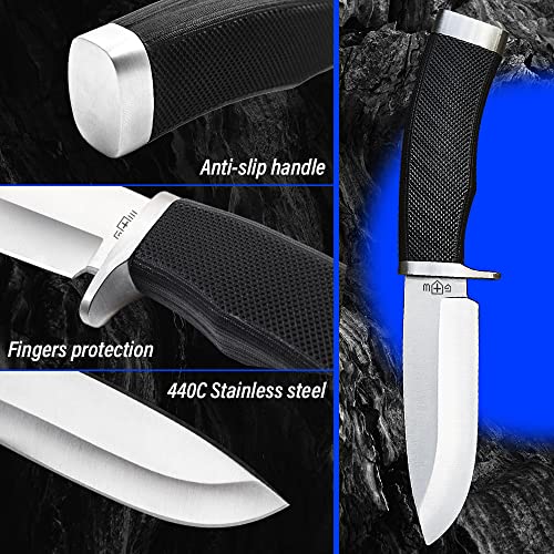 Bundle of 2 Items - Hunting Knife with Sheath Survival Knives for Men - Best Tactical Camping Hunting Hiking Knife - Best Camping Hunting Fishing Hiking Survival Knofe - Travel Accessories Gear