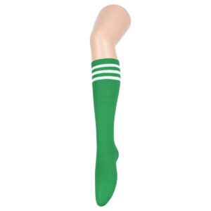 Komorebi Women's Knee High Athletic Socks Stripes Tube Sport Socks Soft Strench High Socks for Women Outdoor Green White One Size