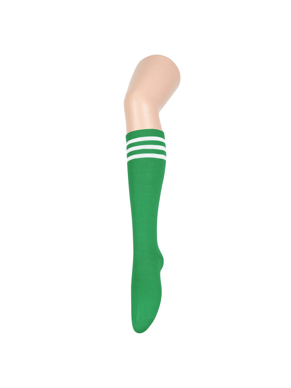 Komorebi Women's Knee High Athletic Socks Stripes Tube Sport Socks Soft Strench High Socks for Women Outdoor Green White One Size