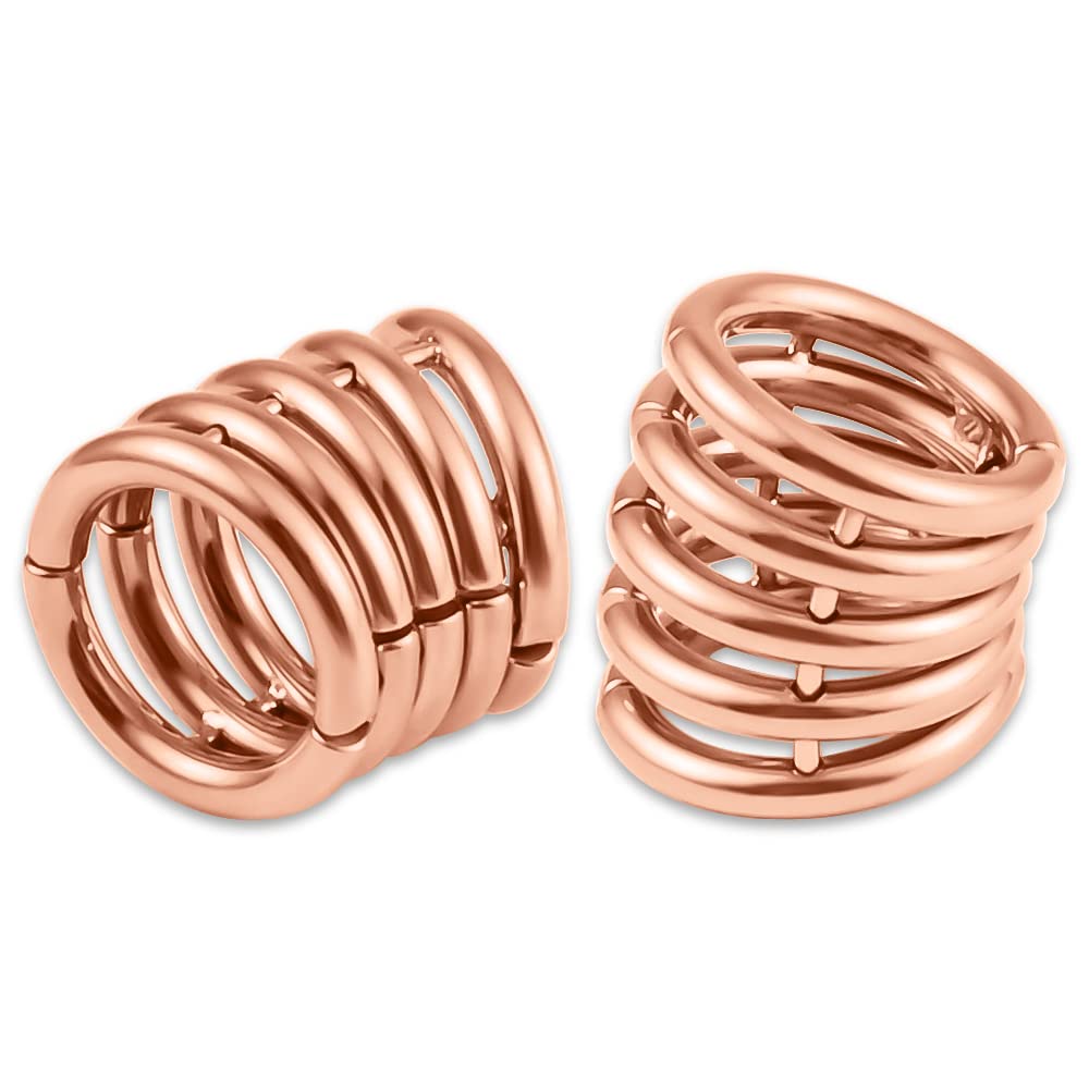 DOEARKO 2PCS 00G Stacker Rings Ear Lobe Cuff Ears Gauges Plugs Body Piercing Tunnels 316 Stainless Steel Hypoallergenic Body Jewelry (For Lobe in 00G (10mm) or Larger, Rose Gold)