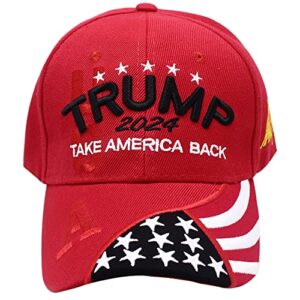 dailycarry trump 2024 usa embroidered hat take america back hat donald trump hat black red adjustable baseball cap for women men (red)