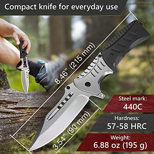 Bundle of 2 Items - Hunting Knife with Sheath Survival Knives for Men - Best Tactical Camping Hunting Hiking Knife - Best Camping Hunting Fishing Hiking Survival Knofe - Travel Accessories Gear