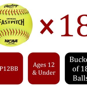 Rawlings | NC12BB Fastpitch Softballs & Bucket | 12" | 18 Count