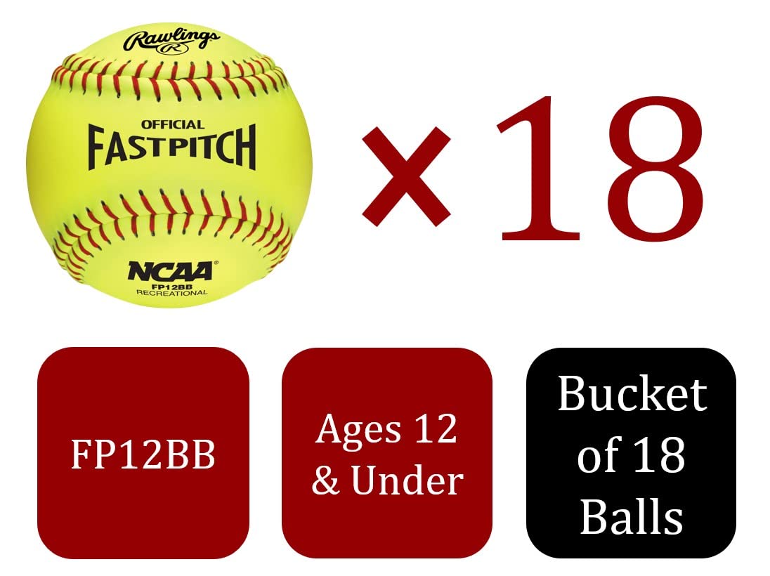 Rawlings | NC12BB Fastpitch Softballs & Bucket | 12" | 18 Count