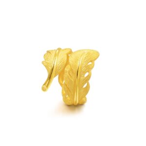 CHOW SANG SANG 999.9 24K Solid Gold Price-by-Weight 8.42g Gold Feather Ring for Women 86820R | Our Size 11 / US 5.25