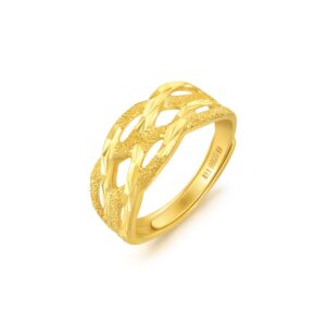 CHOW SANG SANG 999.9 24K Solid Gold Price-by-Weight Gold Ring for Women 28473R | Size Adjustable (Approx. 0.129tael (~4.82g), Adjustable)