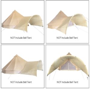 UNISTRENGH Bell Tent Awning Canopy Outdoor Tent Sunshade Tarp for Camping Hiking Beach Travel Party Beige 3M/4M/5M/6M Tent Accessory (Round Awning for 4M/5M/6M)