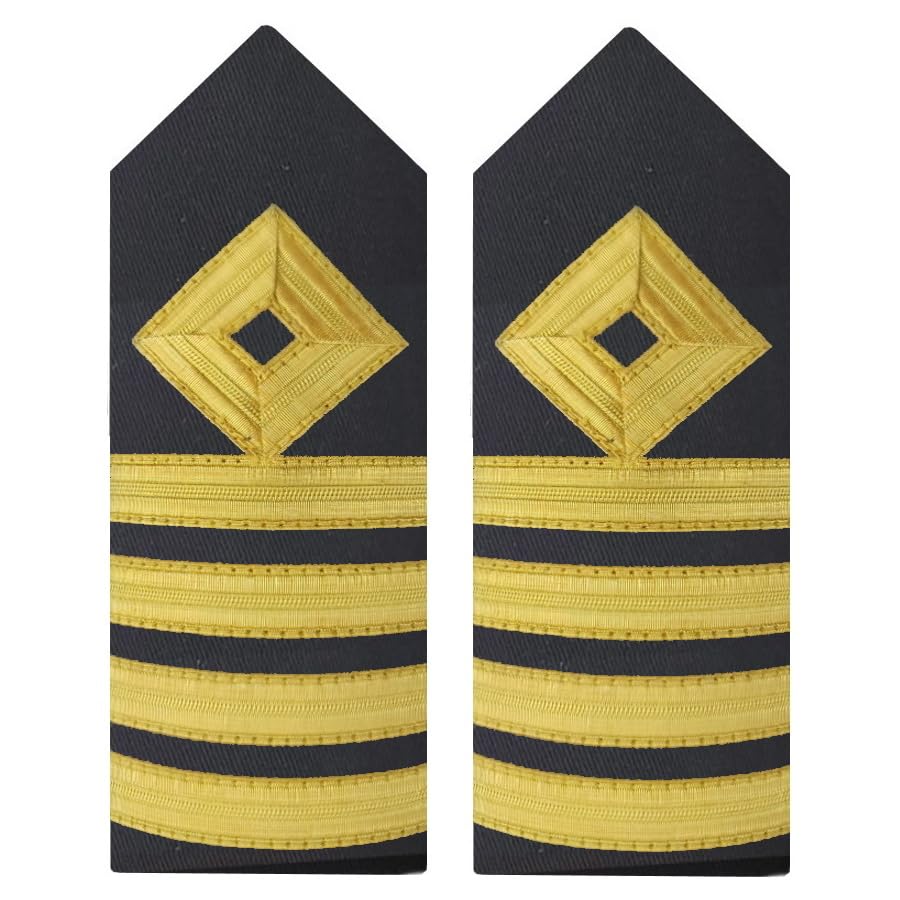 BUYSTRIPES Uniform Hardboard Shoulder Boards Epaulets With Gold Diamond & Four Gold Bars For Captain Mate & Pilot, 5x2.25 inches