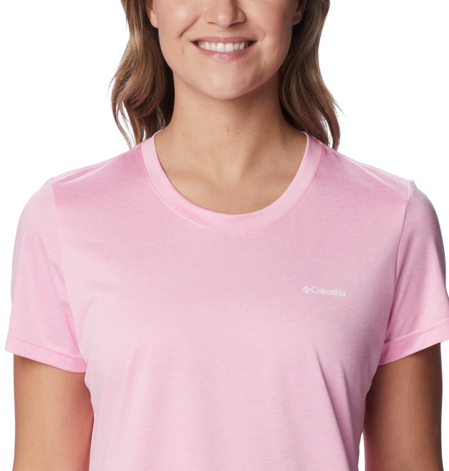 Columbia Women's Hike Short Sleeve Crew, Wild Rose, Large