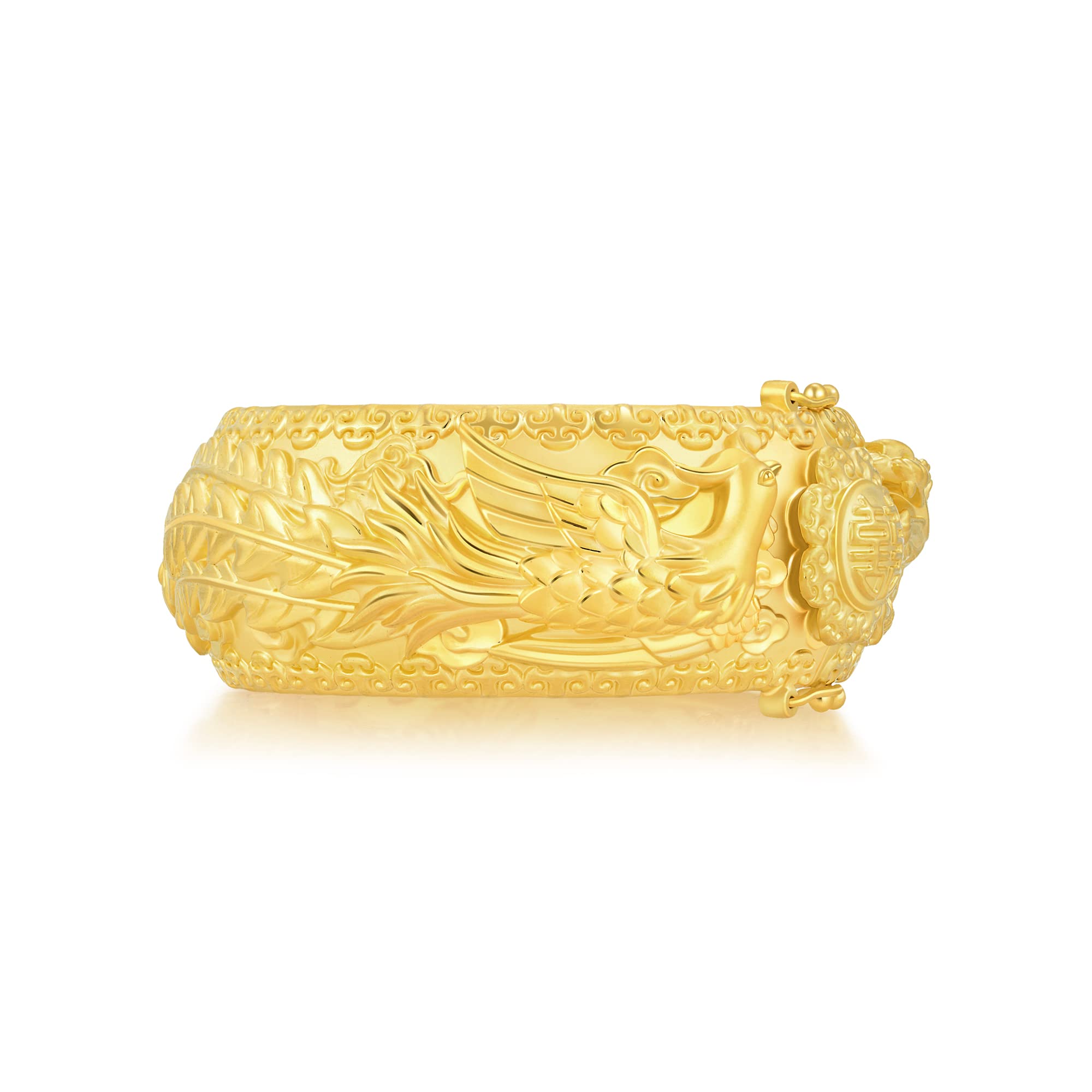 CHOW SANG SANG 999.9 24K Solid Gold Price-by-Weight 19.83g Gold Dragon & Phoenix Bangle for Women and Wedding Occasion 93254K | Size 7