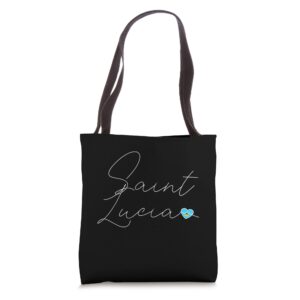 Saint Lucia Simple Love St. Lucian Flag Heart on Saint Lucia Tote Bag