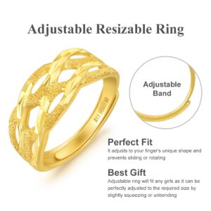 CHOW SANG SANG 999.9 24K Solid Gold Price-by-Weight Gold Ring for Women 28473R | Size Adjustable (Approx. 0.129tael (~4.82g), Adjustable)