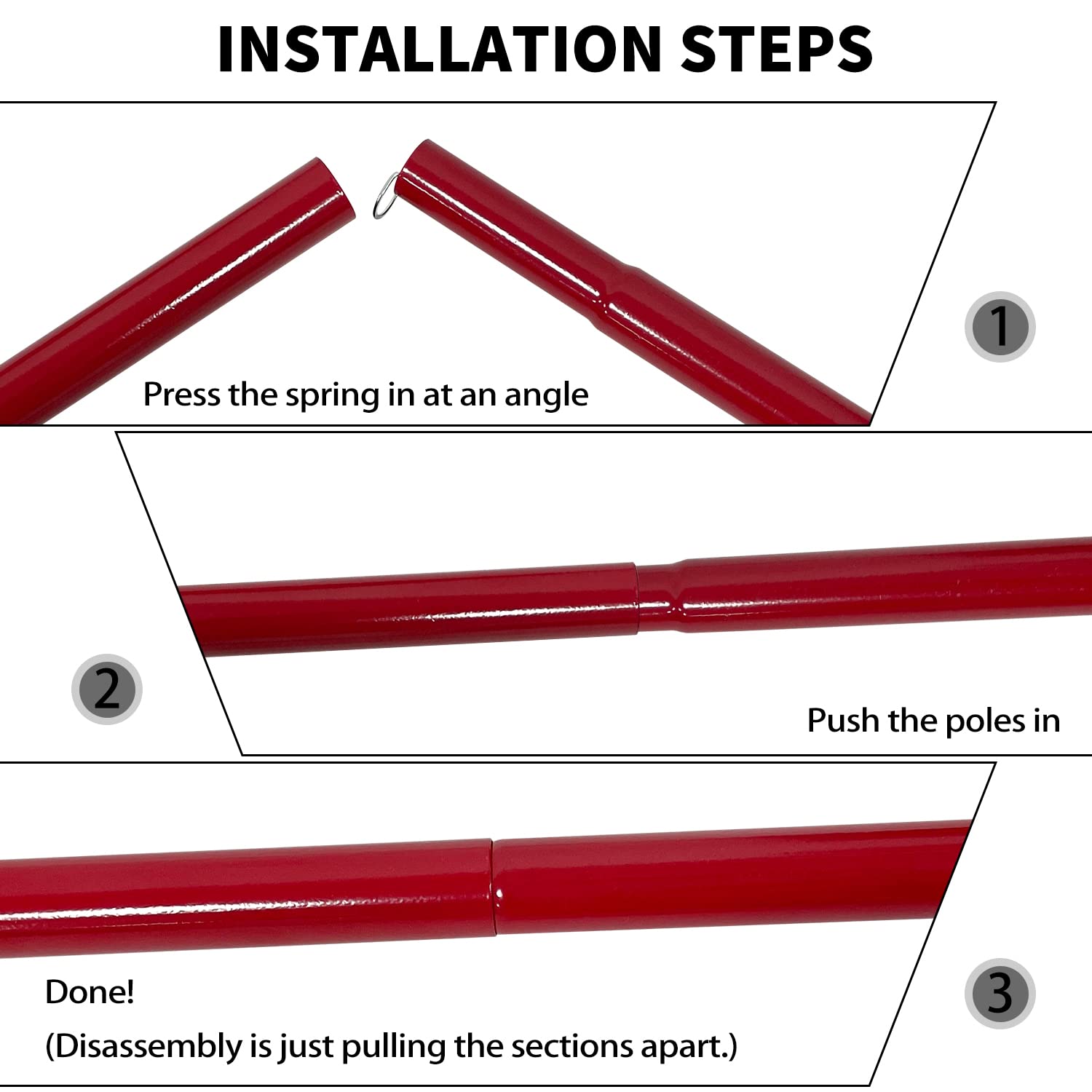 Sutekus Tent Pole Replacement Accessorie 2pc/Set Adjustable Tent Tarp Poles Steel Rods for Tent Tarp Awning, from 31.9" to 76.9" (Red)