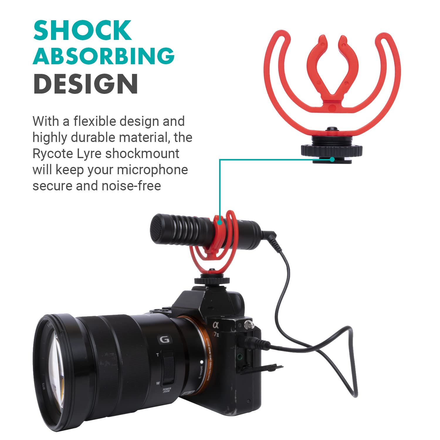 Movo SMVXR10RY Upgraded Rycote Lyre Shockmount for Shotgun Video Microphones 19mm to 22mm in Diameter. Shock Mount with Camera Shoe Mount VXR10, VXR10-PRO, and Similar On Camera Mics