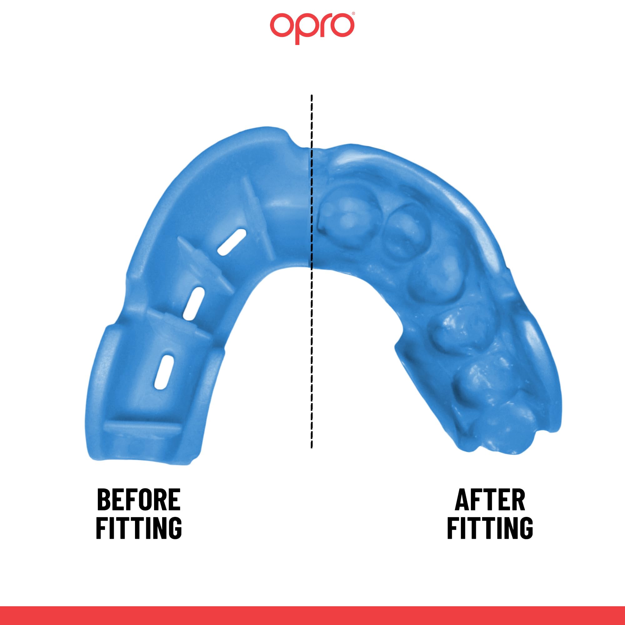 OPRO Silver Level Mouthguard + Strap, Adults and Youth Sports Mouth Guard, Featuring Revolutionary Fitting Technology for American Football, Lacrosse, Hockey, Combat Sports (Blue, Youth)